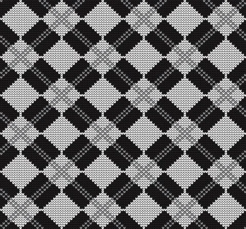 Seamless vector geometric pattern knitted black and white Illustrazione stock