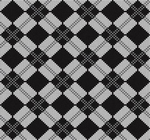 Seamless vector geometric pattern knitted black and white Stock-Illustration