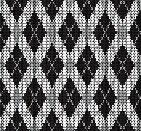 Seamless vector geometric pattern knitted black and white Illustrazione stock