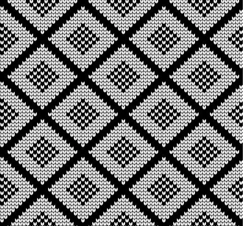 Seamless vector geometric pattern knitted black and white Illustrazione stock