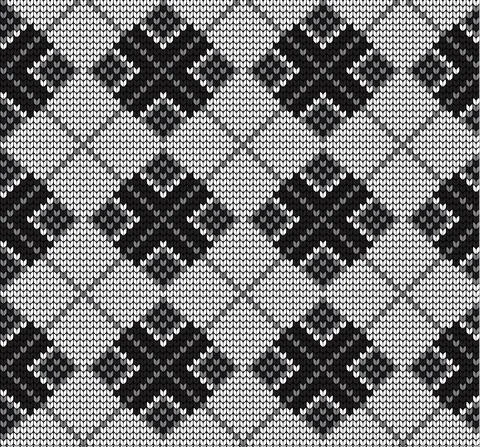 Seamless vector geometric pattern knitted black and white Stock-Illustration