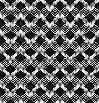 Seamless vector geometric pattern knitted black and white Illustrazione stock