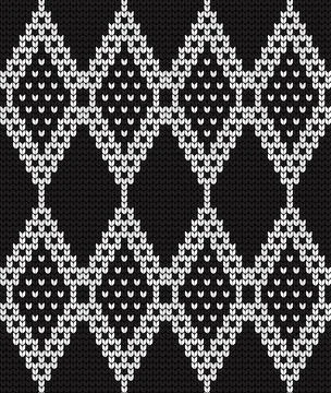 Seamless vector geometric pattern knitted black and white Illustrazione stock