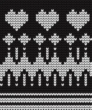 Seamless vector geometric pattern knitted black and white Stock Illustration