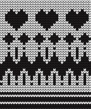 Seamless vector geometric pattern knitted black and white Stock-Illustration