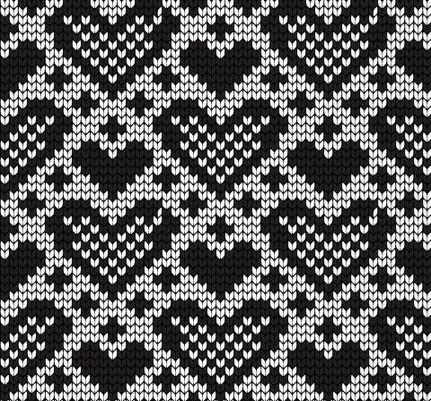 Seamless vector geometric pattern knitted black and white Stock-Illustration