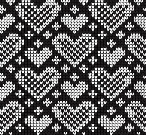 Seamless vector geometric pattern knitted black and white Stock Illustration