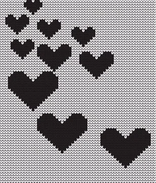 Seamless vector geometric pattern knitted black and white Stock Illustration