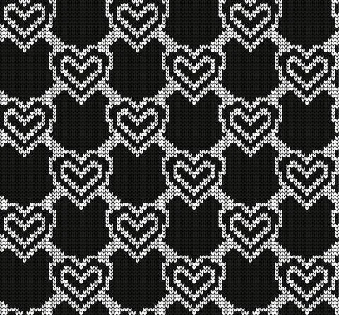 Seamless vector geometric pattern knitted black and white Stock Illustration