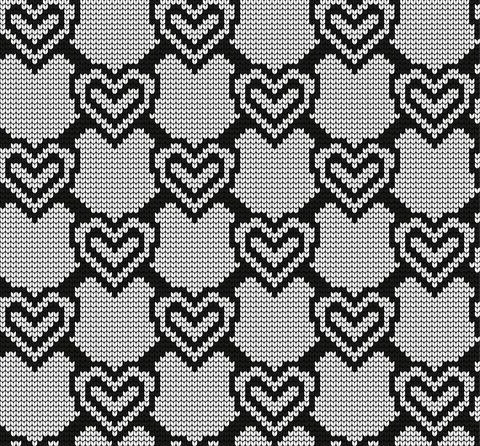 Seamless vector geometric pattern knitted black and white Stock Illustration