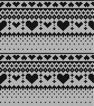 Seamless vector geometric pattern knitted black and white Illustrazione stock