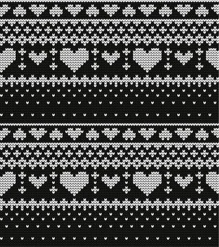 Seamless vector geometric pattern knitted black and white Illustrazione stock