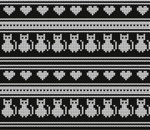 Seamless vector geometric pattern knitted black and white Stock Illustration