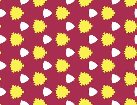 Seamless vector geometric pattern. Shaped yellow and white leaves, triangles  Illustrazione stock