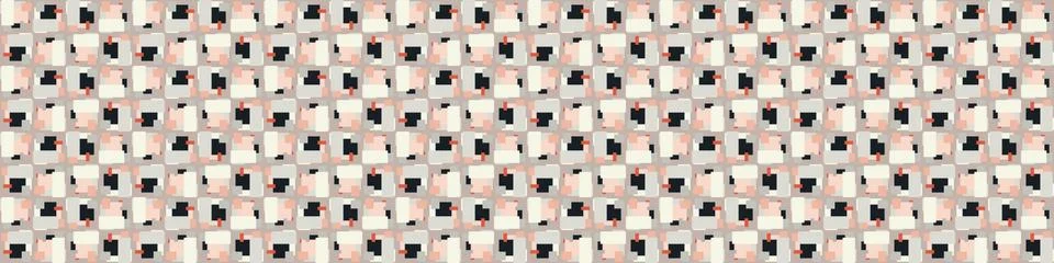 Seamless vector in geometric polygon shape border pattern. Mid century modern Stock Illustration