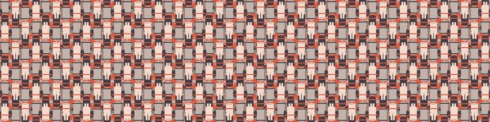 Seamless vector in geometric polygon shape border pattern. Mid century modern Illustrazione stock