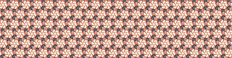 Seamless vector in geometric polygon shape border pattern. Mid century modern Stock Illustration