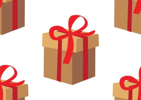Seamless vector Gift pattern, gift boxes with red bow Stockillustratie