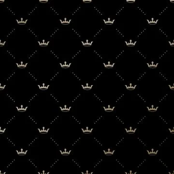 Seamless vector gold pattern with king crowns Stock Illustration