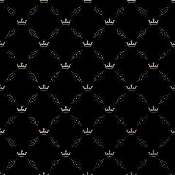 Seamless vector gold pattern with king crowns Stock Illustration