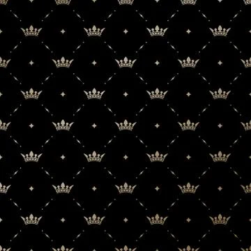 Seamless vector gold pattern with king crowns Stock Illustration