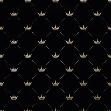 Seamless vector gold pattern with king crowns Stock Illustration