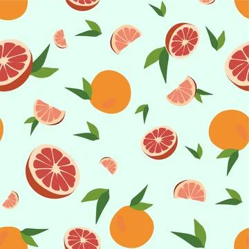 Seamless Vector grapefruit pattern.  Stock Illustration