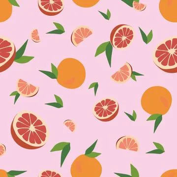 Seamless Vector grapefruit pattern.  Stock Illustration