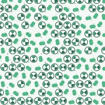 Seamless vector graphic pattern design featuring geometric circles and cherri Stock Illustration