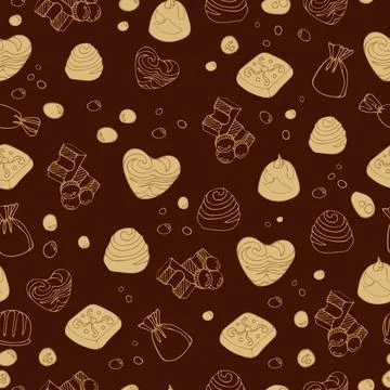 Seamless vector graphic vintage pattern of delicious pieces of milk chocolate Illustrazione stock