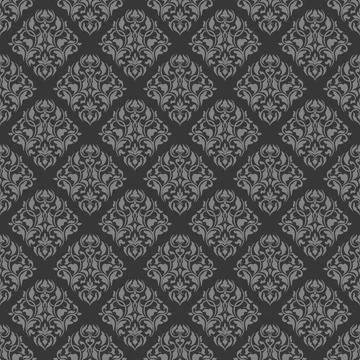 Seamless vector gray background ornate decorative leaves in art deco style. Illustrazione stock