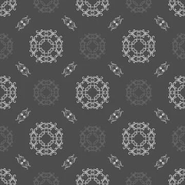 Seamless vector gray pattern ornate decorative leaves in art deco style. Stock Illustration