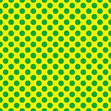 Seamless vector green polka dots pattern on yellow background Stock Illustration