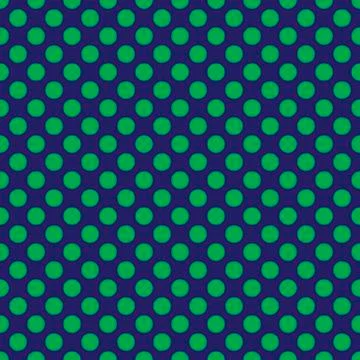 Seamless vector green polka dots pattern on blue background Stock Illustration
