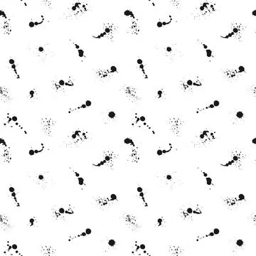 Seamless vector grunge pattern of ink drops, stains and splashes. Stock Illustration