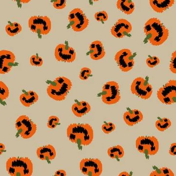 Seamless vector halloween pattern with pumpkin lanterns Illustrazione stock