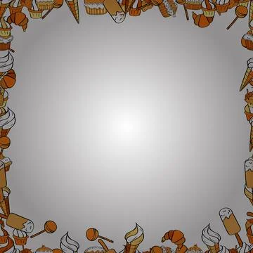 Seamless. Vector. Hand drawn doodle frames. Picture in yellow, orange and white Stock Illustration