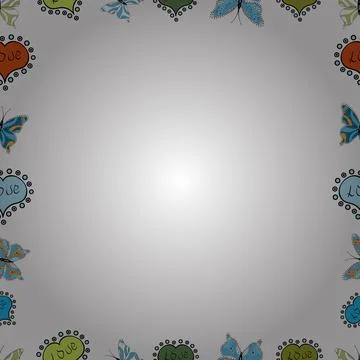 Seamless. Vector. Hand-drawn doodle frames. Picture in blue, black and white col Stock Illustration