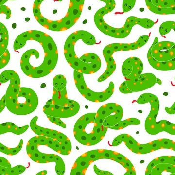 Seamless vector hand drawn pattern with snakes Stockillustratie