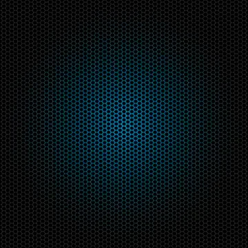 Seamless vector hexagon blue glow pattern black background Stock Illustration
