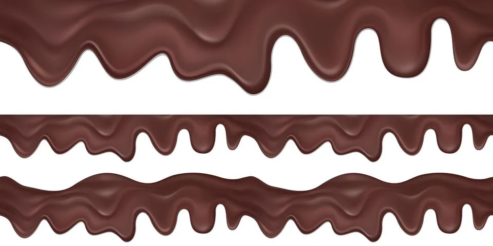 Seamless vector horizontal border of liquid dripping dark chocolate. Sweets Illustrazione stock