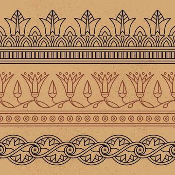 Seamless vector illustration based on the Egyptian national ornament with lotus Stock Illustration