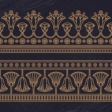 Seamless vector illustration based on the Egyptian national ornament with lotus Stock Illustration
