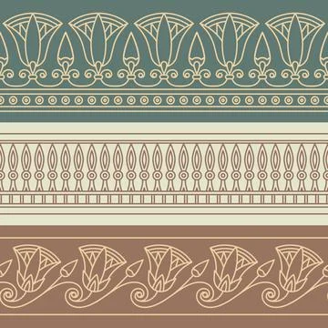 Seamless vector illustration based on the Egyptian national ornament with lotus Stock Illustration