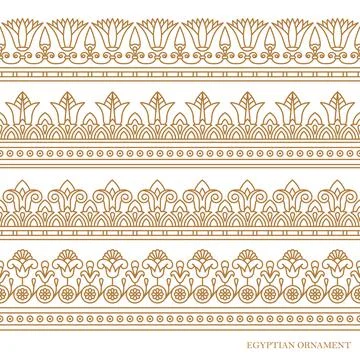 Seamless vector illustration based on the Egyptian national ornament with lotus Stock Illustration