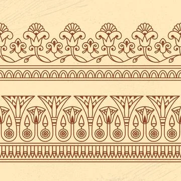 Seamless vector illustration based on the Egyptian national ornament with lotus Stock Illustration