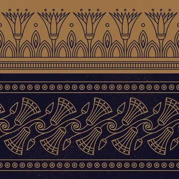Seamless vector illustration based on the Egyptian national ornament with lotus Stock Illustration