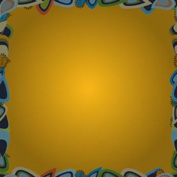 Seamless. Vector illustration. Comic style doodle frame consists of yellow, gree Stockillustratie