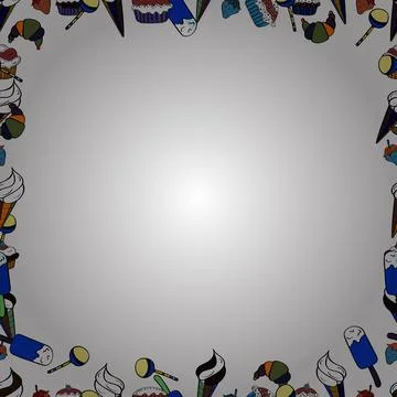 Seamless. Vector illustration. Comic style doodle frame consists of black, blue Illustrazione stock