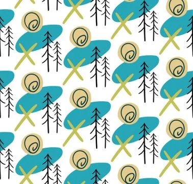 Seamless vector illustration. Geometric folklore on a white background Illustrazione stock